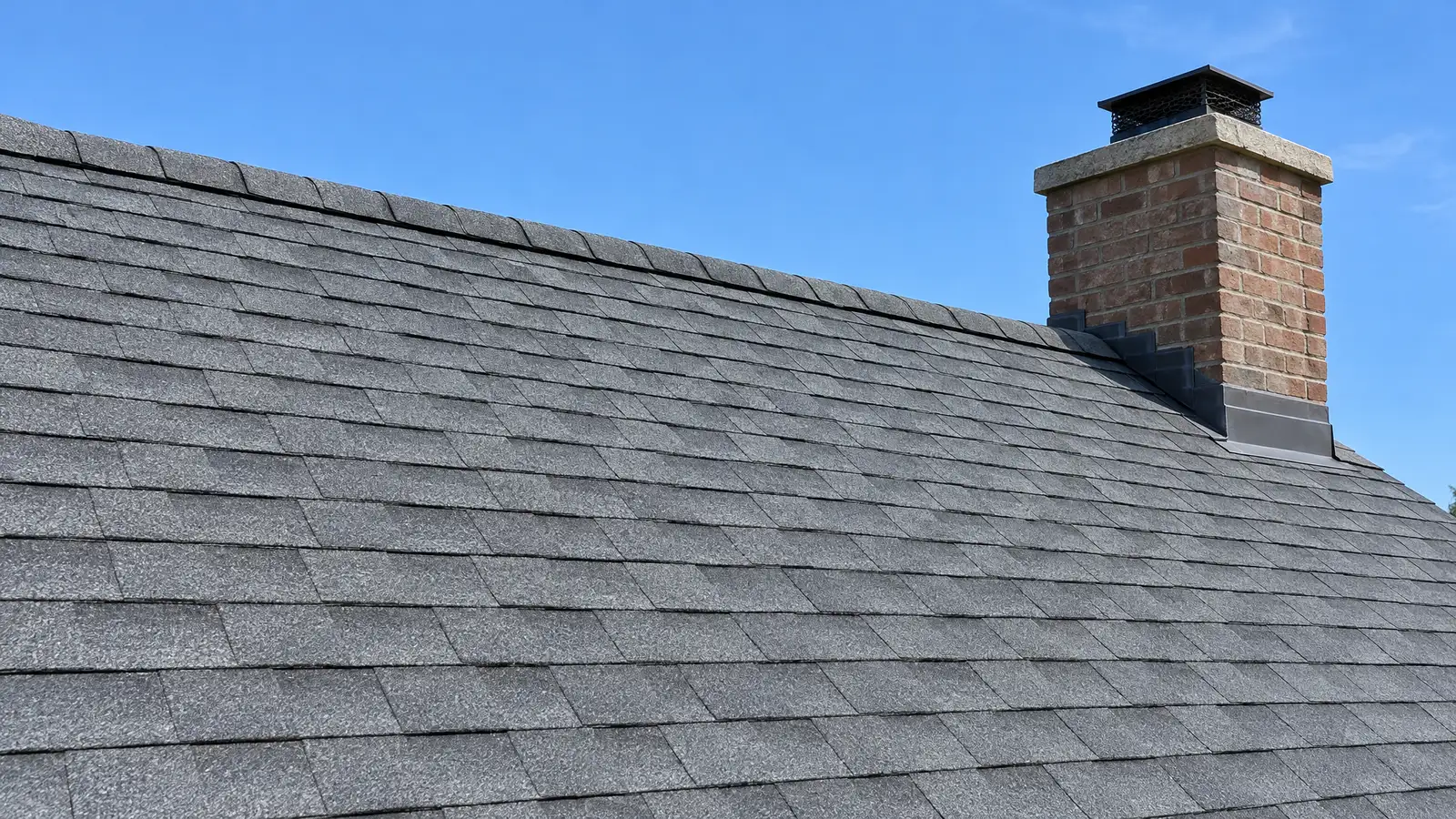 After: the same slope with fresh matching shingles and sealed tabs